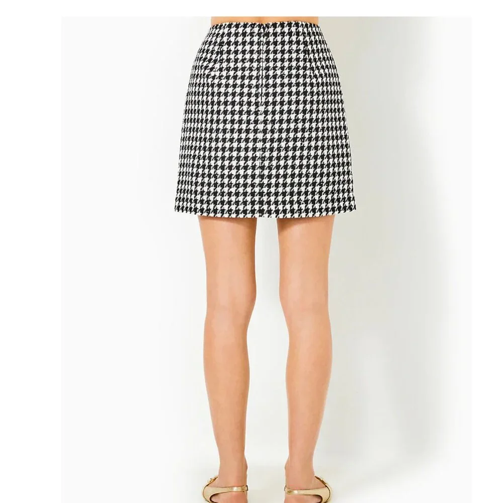 NWT Lilly Pulitzer Kels Mini Skirt Noir Houndstooth Sequin Bouclé 10